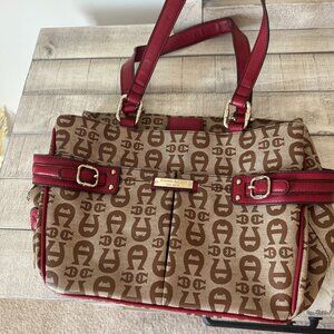 Etienne Aigner Designer Signature Logo Woman's Purse Satchel Bag Burgundy